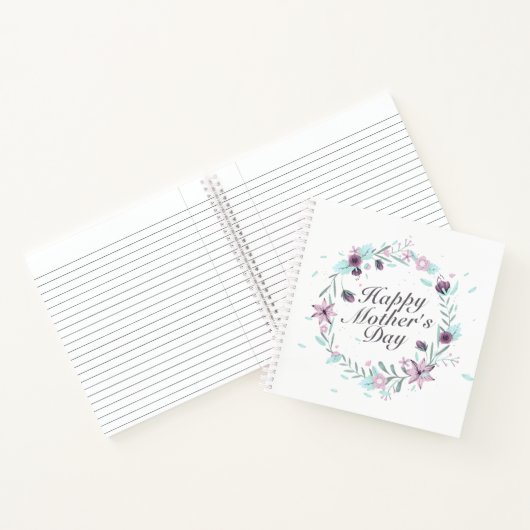 Elegant Happy Moederdag Floral Wreate Notitieboek (Binnen)