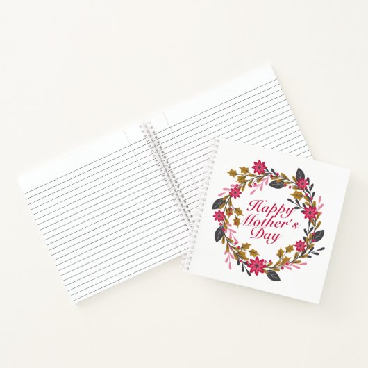 Elegant Happy Moederdag Floral Wreate Notitieboek (Binnen)