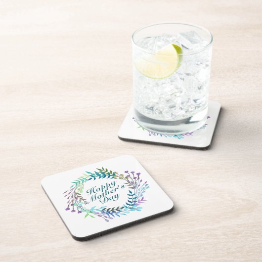Elegant Happy Moederdag Floral Wreate Onderzetter (Rechterzijde)