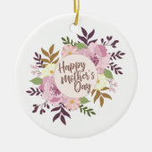 Elegant Happy Moederdag Floral Wreate Ornament (Voorkant)