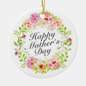 Elegant Happy Moederdag Floral Wreate Ornament (Voorkant)