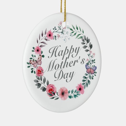 Elegant Happy Moederdag Floral Wreate Ornament (Rechts)