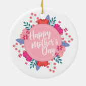 Elegant Happy Moederdag Floral Wreate Ornament (Achterkant)