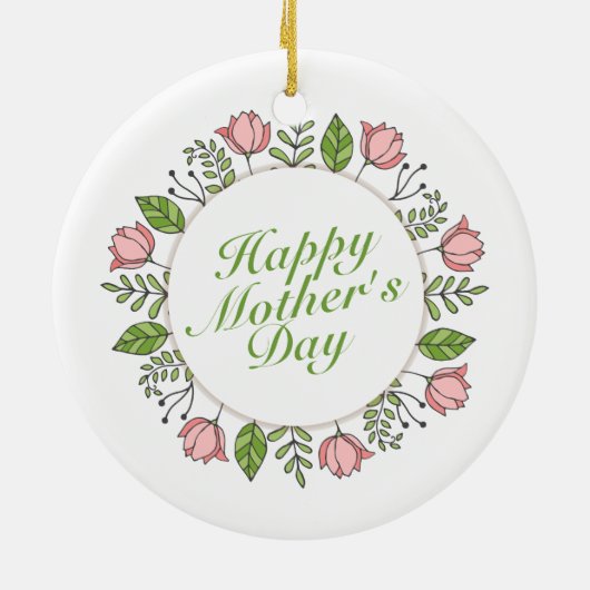 Elegant Happy Moederdag Floral Wreate Ornament (Achterkant)