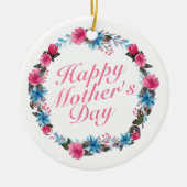 Elegant Happy Moederdag Floral Wreate Ornament (Voorkant)