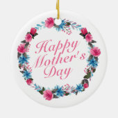 Elegant Happy Moederdag Floral Wreate Ornament (Achterkant)