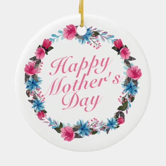 Elegant Happy Moederdag Floral Wreate Ornament (Achterkant)