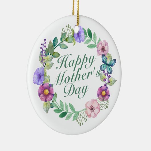 Elegant Happy Moederdag Floral Wreate Ornament (Rechts)