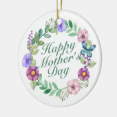 Elegant Happy Moederdag Floral Wreate Ornament (Links)