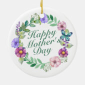 Elegant Happy Moederdag Floral Wreate Ornament (Achterkant)