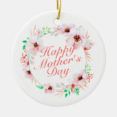 Elegant Happy Moederdag Floral Wreate Ornament (Voorkant)