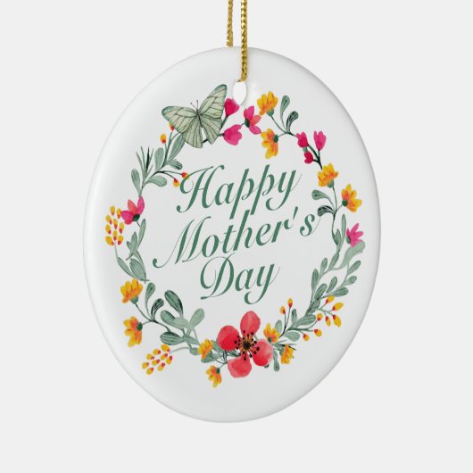 Elegant Happy Moederdag Floral Wreate Ornament (Rechts)