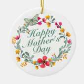 Elegant Happy Moederdag Floral Wreate Ornament (Voorkant)