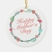 Elegant Happy Moederdag Floral Wreate Ornament (Voorkant)