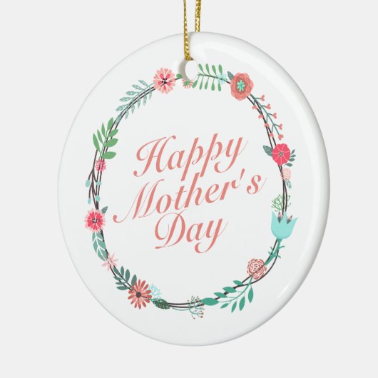 Elegant Happy Moederdag Floral Wreate Ornament (Links)
