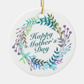 Elegant Happy Moederdag Floral Wreate Ornament (Voorkant)
