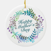 Elegant Happy Moederdag Floral Wreate Ornament (Achterkant)