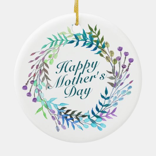 Elegant Happy Moederdag Floral Wreate Ornament (Achterkant)