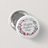 Elegant Happy Moederdag Floral Wreath Button (Voorkant /achterkant)