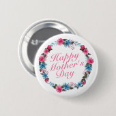Elegant Happy Moederdag Floral Wreath Button (Voorkant /achterkant)