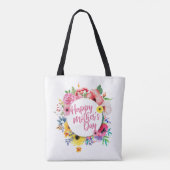 Elegant Happy Moederdag Floral Wreath Canvas tas (Achterkant)