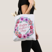 Elegant Happy Moederdag Floral Wreath Canvas tas (Dichtbij)