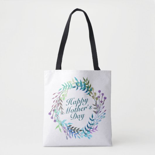 Elegant Happy Moederdag Floral Wreath Canvas tas (Voorkant)
