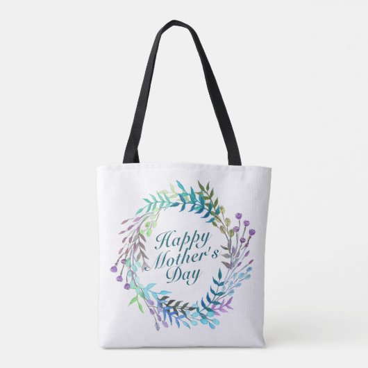 Elegant Happy Moederdag Floral Wreath Canvas tas (Achterkant)