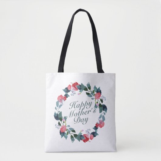 Elegant Happy Moederdag Floral Wreath Canvas tas (Voorkant)