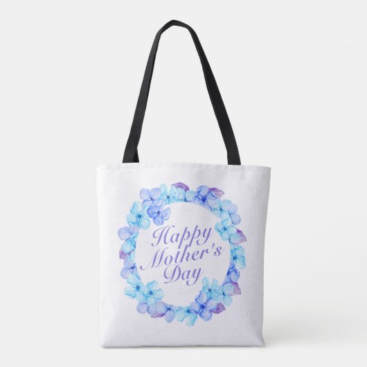 Elegant Happy Moederdag Floral Wreath Canvas tas (Achterkant)