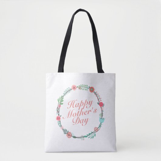 Elegant Happy Moederdag Floral Wreath Canvas tas (Voorkant)