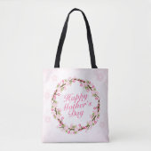 Elegant Happy Moederdag Floral Wreath Canvas tas (Voorkant)