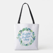 Elegant Happy Moederdag Floral Wreath Canvas tas (Achterkant)