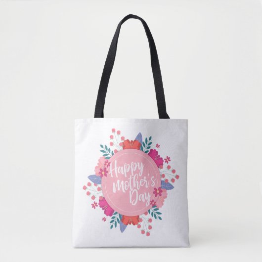 Elegant Happy Moederdag Floral Wreath Canvas tas (Voorkant)