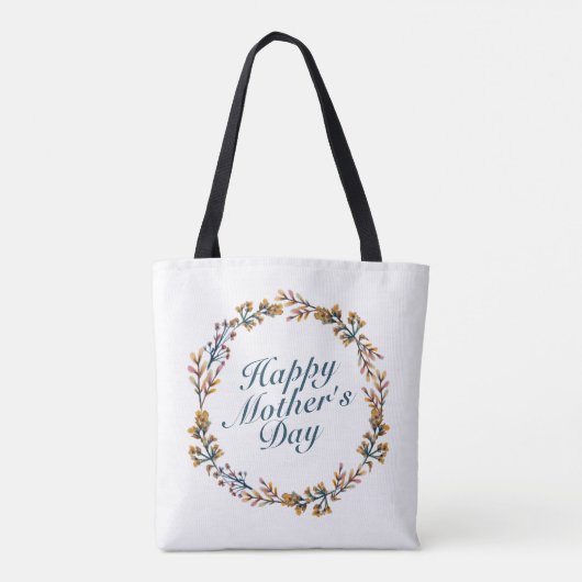 Elegant Happy Moederdag Floral Wreath Canvas tas (Achterkant)