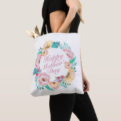 Elegant Happy Moederdag Floral Wreath Canvas tas (Dichtbij)