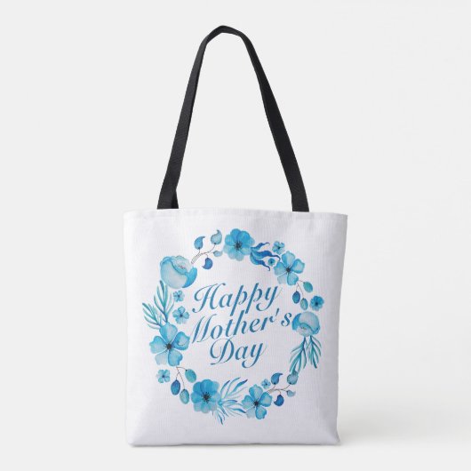 Elegant Happy Moederdag Floral Wreath Canvas tas (Achterkant)