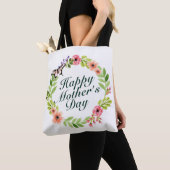 Elegant Happy Moederdag Floral Wreath Canvas tas (Dichtbij)