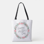 Elegant Happy Moederdag Floral Wreath Canvas tas (Achterkant)