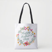 Elegant Happy Moederdag Floral Wreath Canvas tas (Voorkant)