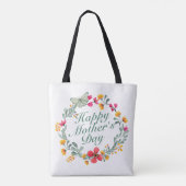 Elegant Happy Moederdag Floral Wreath Canvas tas (Achterkant)