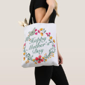 Elegant Happy Moederdag Floral Wreath Canvas tas (Dichtbij)