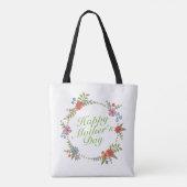 Elegant Happy Moederdag Floral Wreath Canvas tas (Achterkant)
