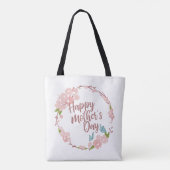 Elegant Happy Moederdag Floral Wreath Canvas tas (Achterkant)