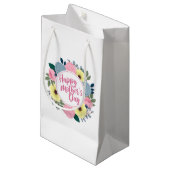 Elegant Happy Moederdag Floral Wreath Gift Bag Klein Cadeauzakje (Voorkant Gekanteld)