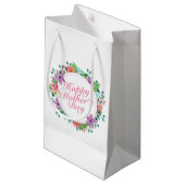 Elegant Happy Moederdag Floral Wreath Gift Bag Klein Cadeauzakje (Voorkant Gekanteld)