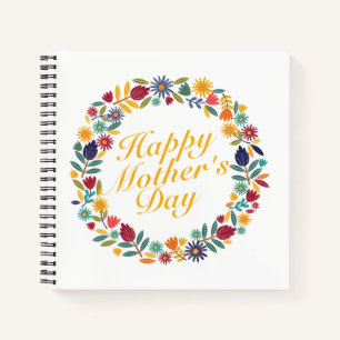 Elegant Happy Moederdag Floral Wreath Guestbook Notitieboek