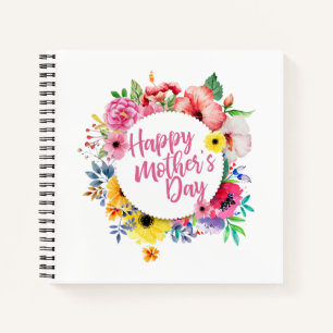 Elegant Happy Moederdag Floral Wreath Guestbook Notitieboek