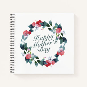 Elegant Happy Moederdag Floral Wreath Guestbook Notitieboek