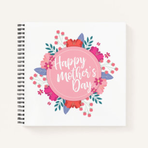 Elegant Happy Moederdag Floral Wreath Guestbook Notitieboek